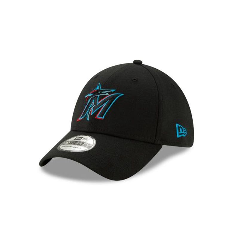 MLB Miami Marlins 2019 Team Classic 39Thirty Stretch Fit (RIU0861) - Black New Era Caps